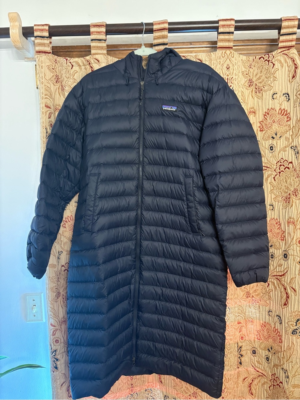 Patagonia Black Long Puffer Coat with Hood